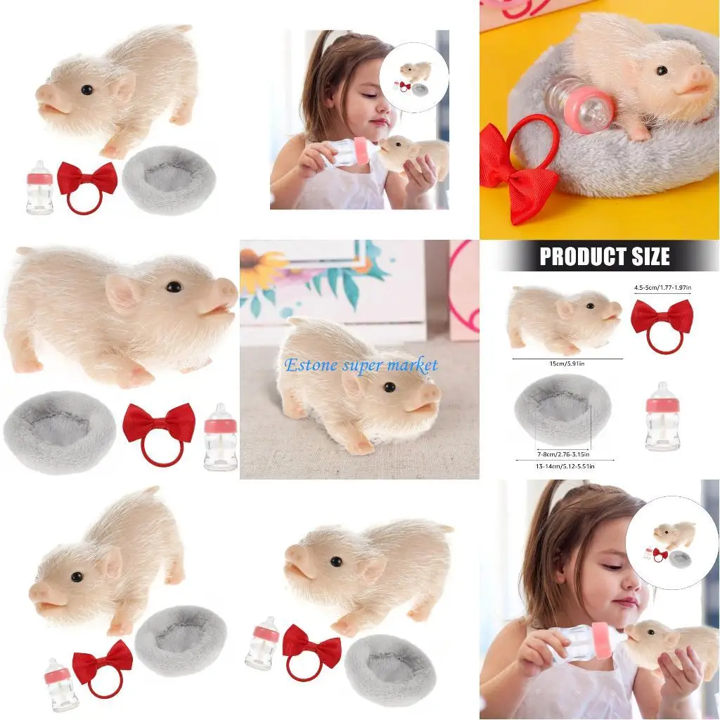 090B سيليكون الحيوانات الأليفة دمية خنزير تولد من جديد لعبة واقعية مثل الحيوان للعب الأدوار للأطفال