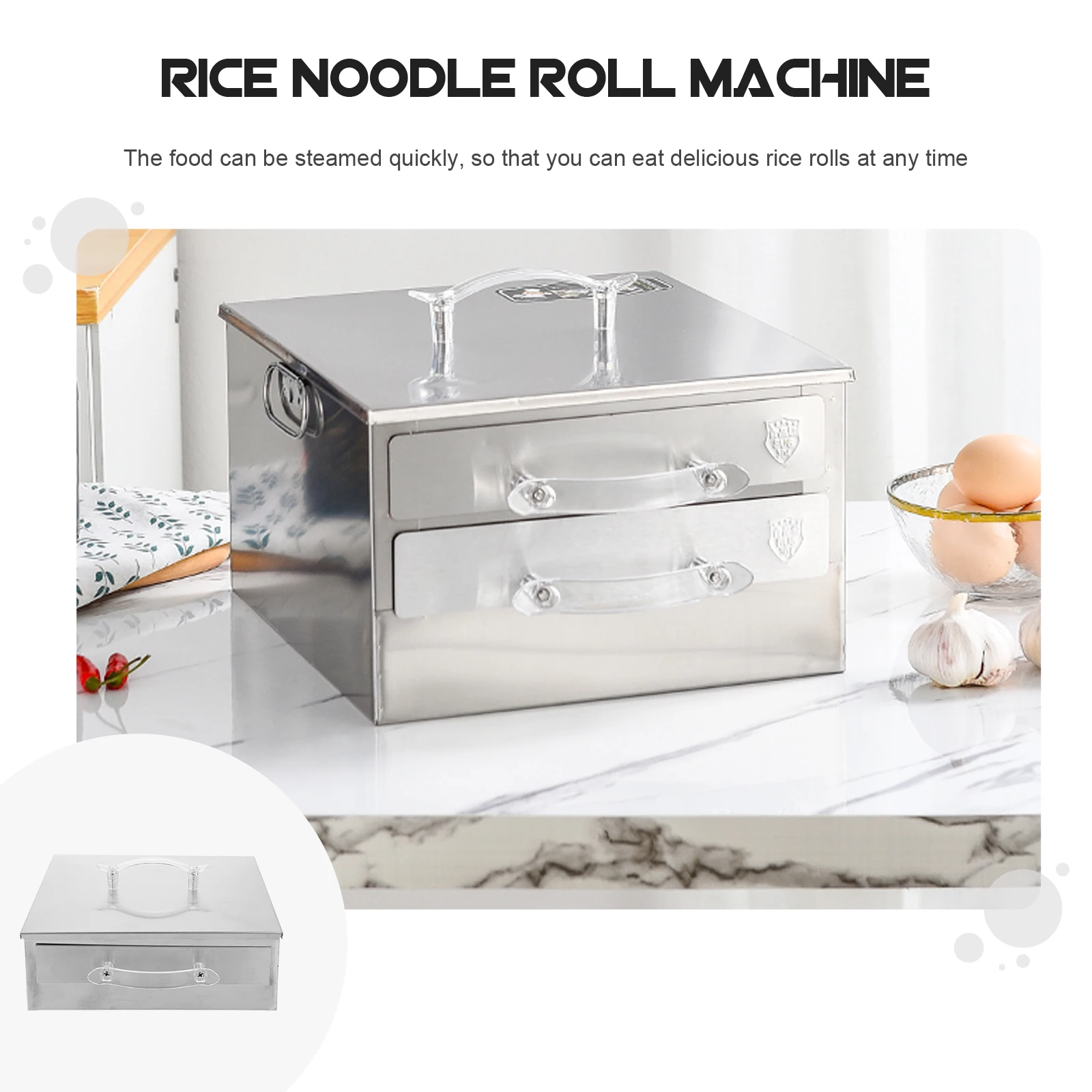 

Stainless Steel Rice Roll Steamer Single Layer Drawer Type Kitchen Gadget Small Steamer Silver Color Household Gadgets Rice