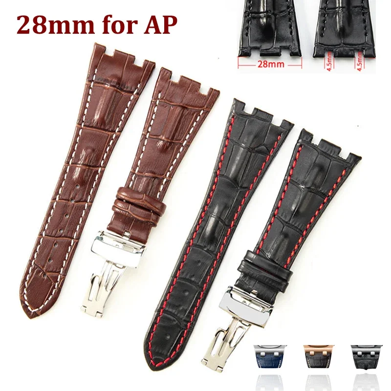28mm Genuine Cowhide Strap for Audemars Piguet Royal Oak Offshore 15710 15703 26470 Series Waterproof Sport Wrist Band for AP