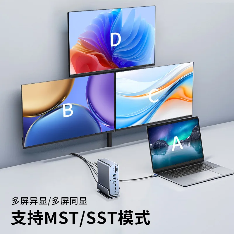 In Usb C Docking Station Gigabit Ethernet Vertical Type Hub K Hdmi Data Ports Pd Power Delivery Laptop Desktop Multi Screen