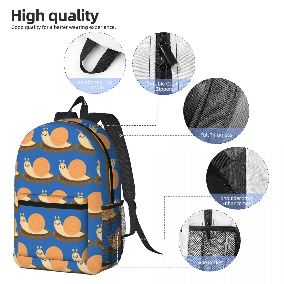 Smiling Cute Snail Backpack Student BookBag Kids School Bag Laptop Shoulder Bags for Men Women