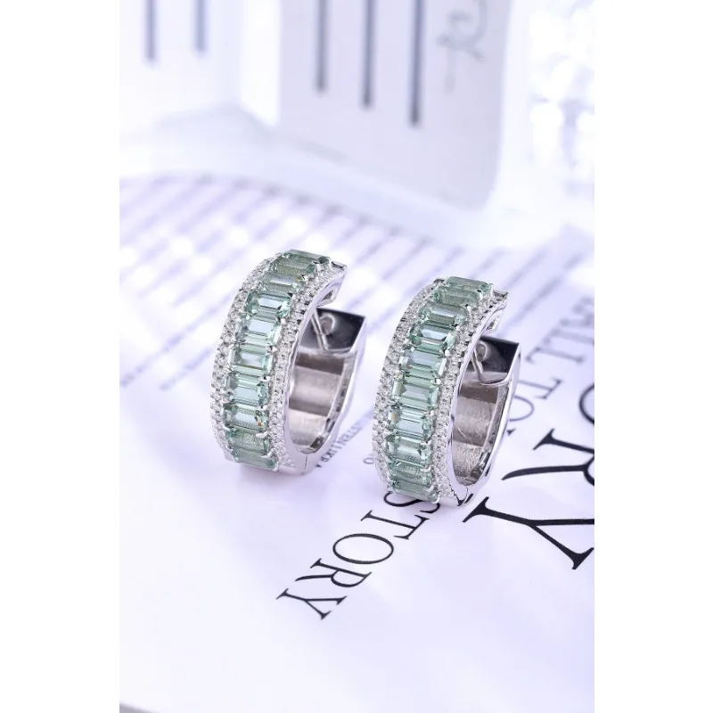 

Ruihe New Custom 925 Silver 7.39ct Emerald Cut Lab Grown Green Gemstones Earrings for Women Daily Wedding Jewelry Gift