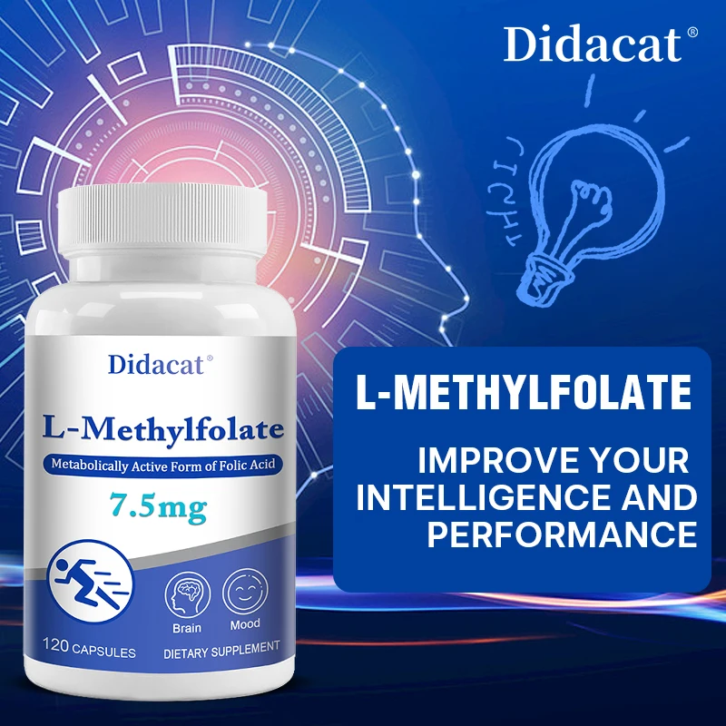 L-methylfolate 7mg, High Potency, Used for Mood, Cognition, Immunity, Neurological Health, and Improving Sleep Quality