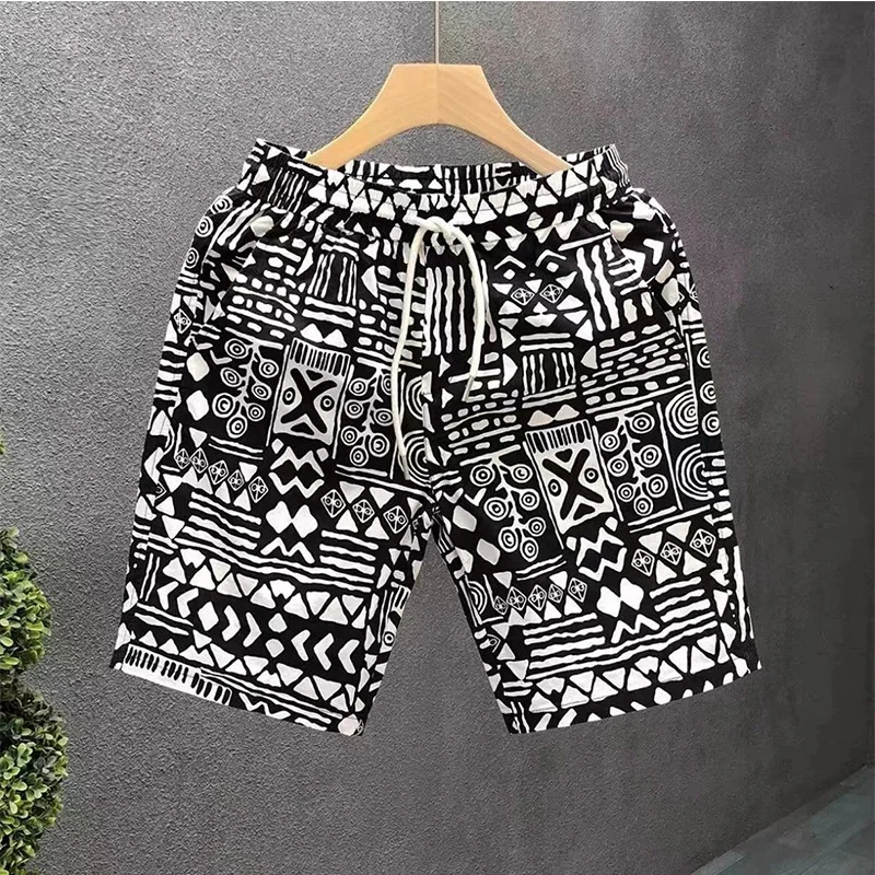 2024 New Summer Loose Casual American Retro Elegant Fashion Oversized Men\'s Wear Handsome Irregular Drawstring Chic Y2K Pants