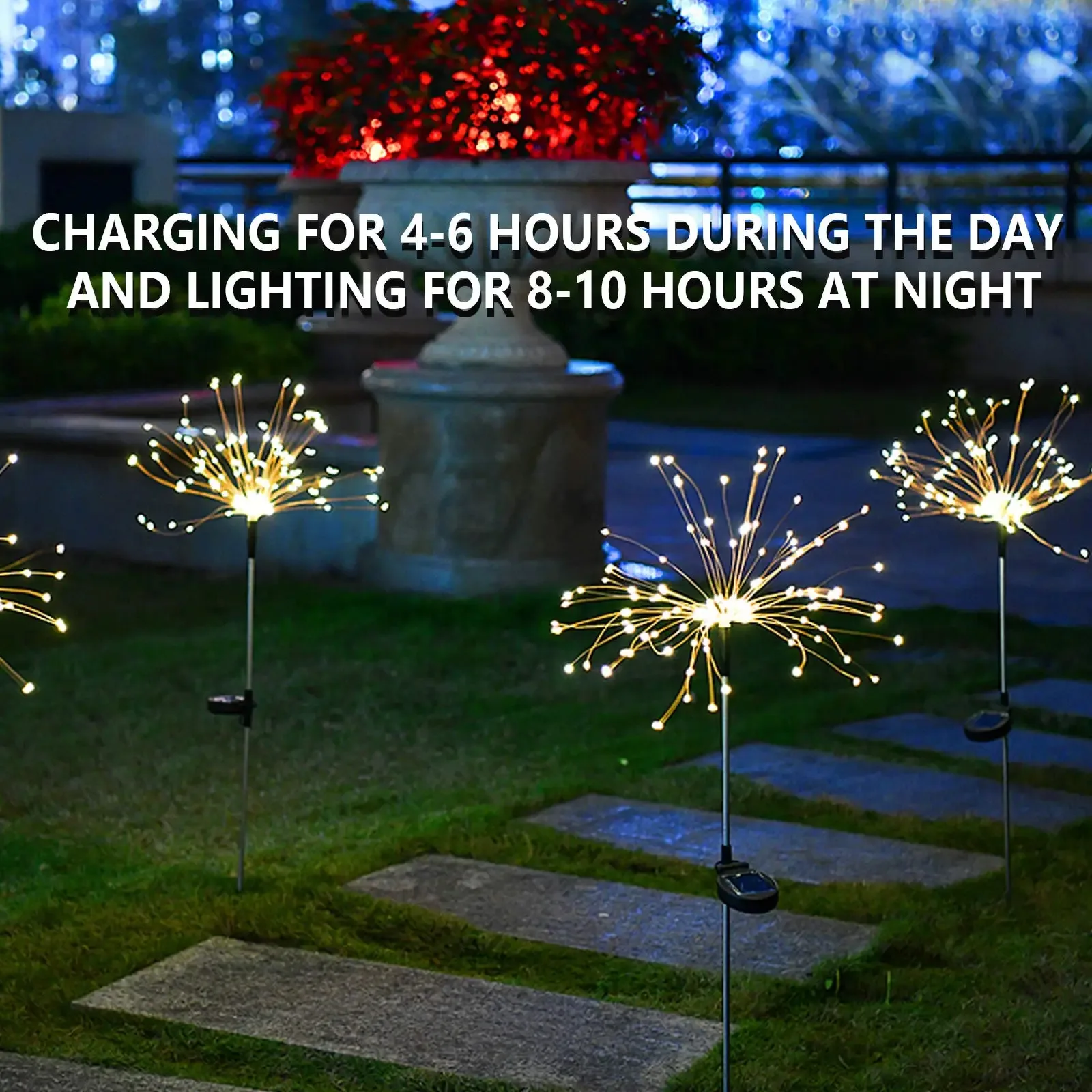 2Pcs Solar Firework Light Outdoor Solar Garden Decorative Lights 120 LED Powered Copper Wires String DIY Landscape Fairy Light