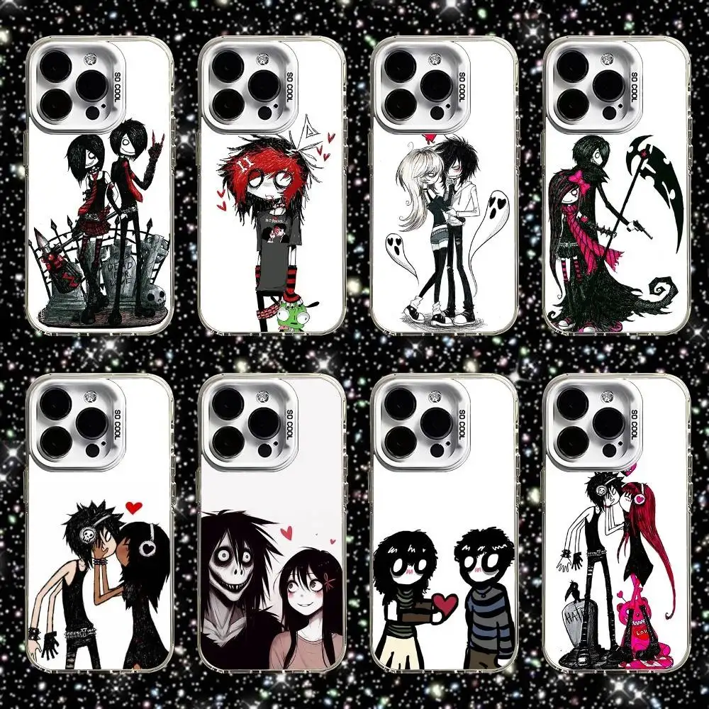 

Love Black and Cute Emo Phone Case For iPhone 16,15,14,13,12,11,Pro,XS,Max,Plus,Mini,SE White Candy Matte Shockproof Cover