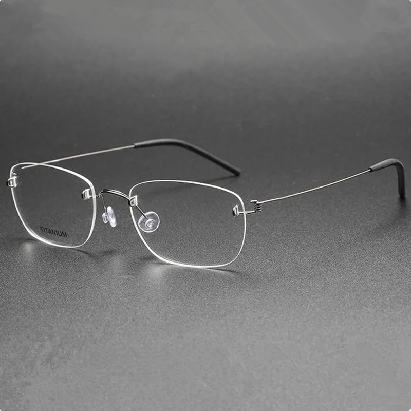 Lightweight Minimalist Sty No-screw Gold-Rimmed Frame Glasses for Prescription Eyewear Quality Pure-Titanium Unisex 53-19-145