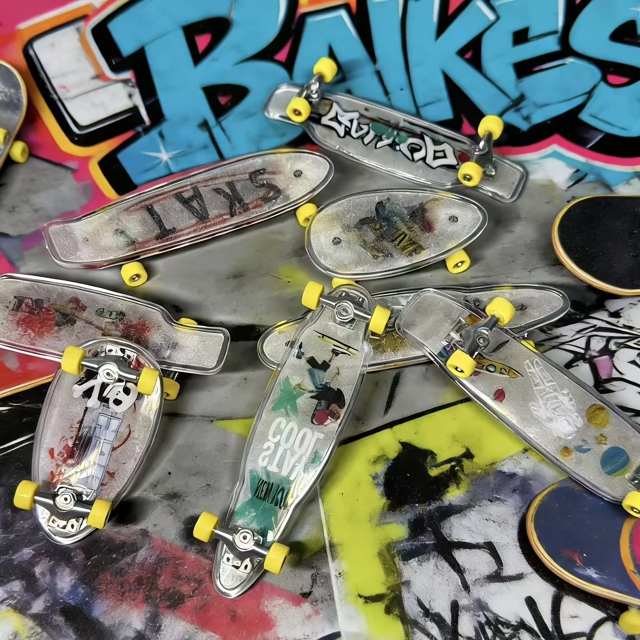 

A new stylish transparent frosted mini skateboard, mini fingertip sport frosted skateboard, double flip mini skateboard - cool d