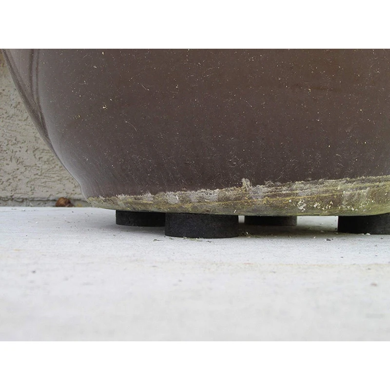 24Pcs Flower Plant Pot Feet Risers Natural Rubber Pot Mat Invisible Plant Pots Risers Pad Flower Pot Feet Black