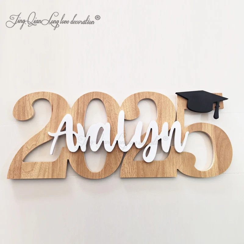 

Custom Class of 2025 Personalized Graduation Photo Props Graduation Cap Wood Sign Graduation Party Decor