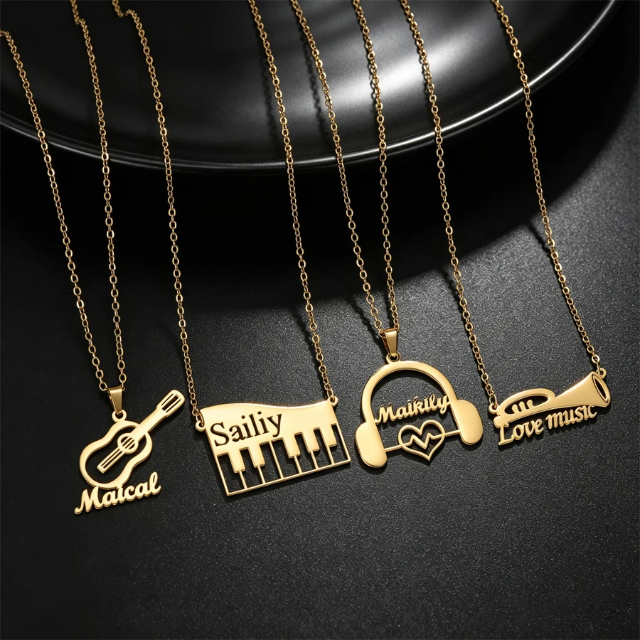 Musical Instruments Names - Acheerup Kişiselleştirilmiş Özel Ad Kolye Kadınlar