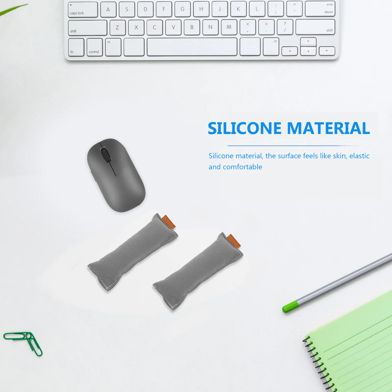 

2Pcs Ergonomic Soft Cotton Wrist Elbow Pad Keyboard Mat for Office Computer Desk Anti-Slip Comfortable 13x5cm Light Grey