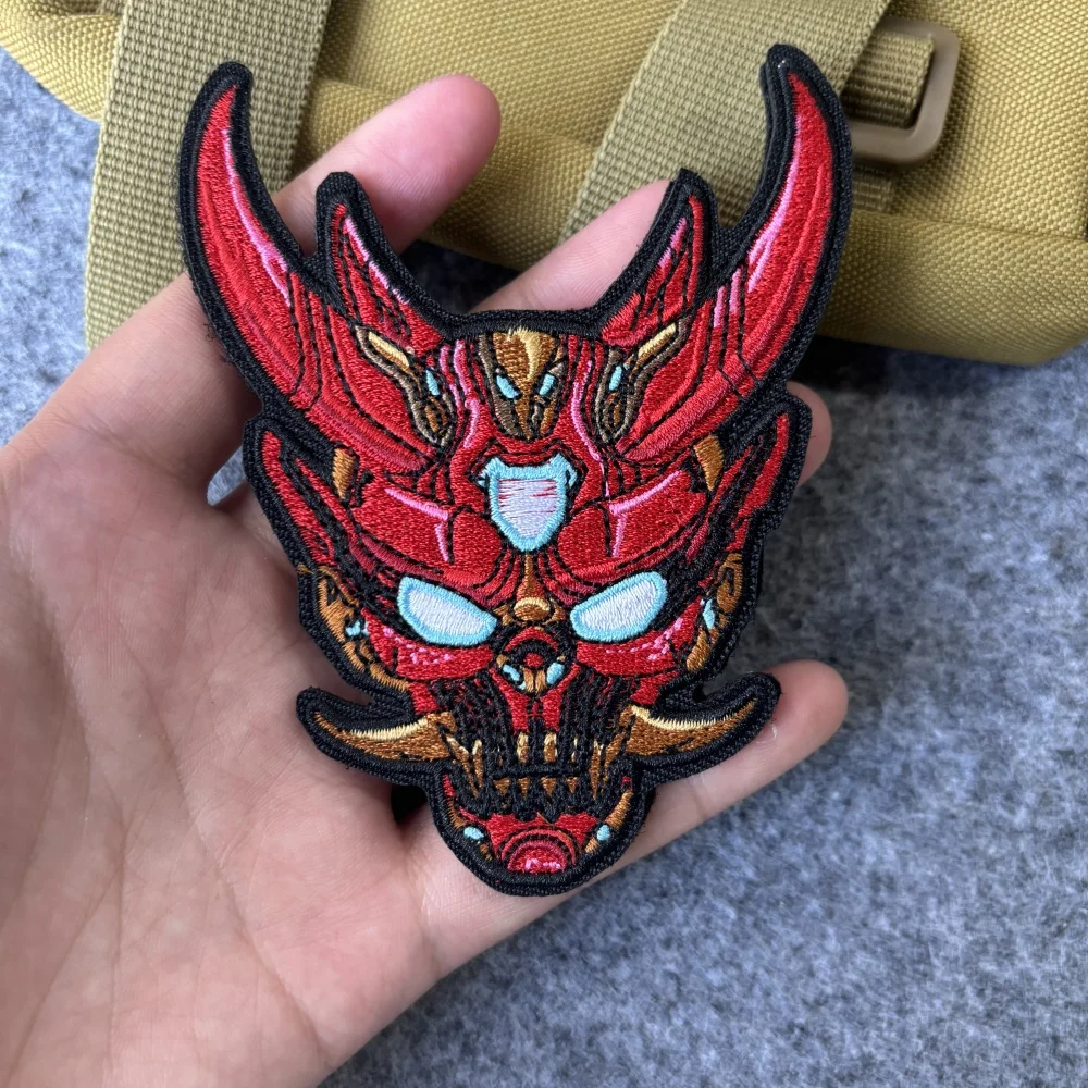 

Punk Skull Hell Demon Tactical Patch Embroidery Hook and Loop Patches on Clothes Military Morale Badge Armband Backpack Stickers