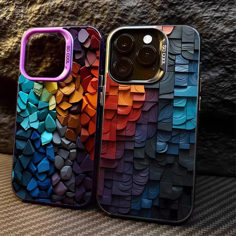 Luxury Colorful Stone Pattern Phone Case For iPhone 16 15 14 13 12 11 Pro Max 7 8 Plus XR XS Max Shockproof Silicone Matte Cover