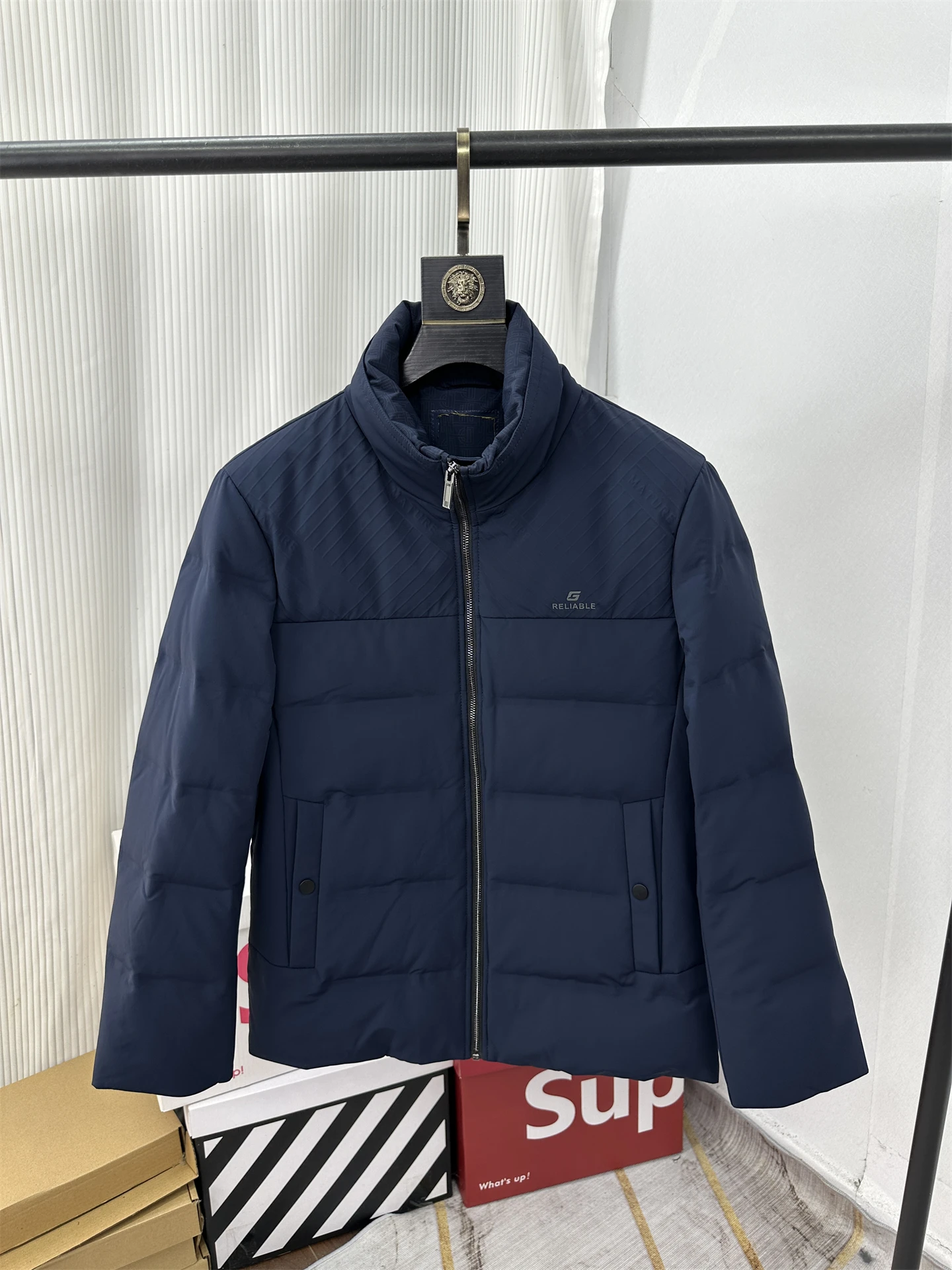 

90 Du down Jaet Men's Windproof Stand Collar Faionable Winter Coat Anti-Hate Warmth Ci Casual Nylon Fabric Zipper Clo...