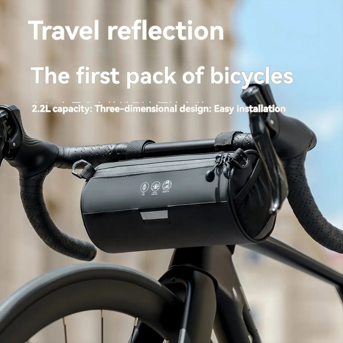 

(ABYM) Bike Handlebar Bag Bicycle Handlebar Roll Bag with Large Reflective Area Pouch Bag for Mountain Bike Bicycle