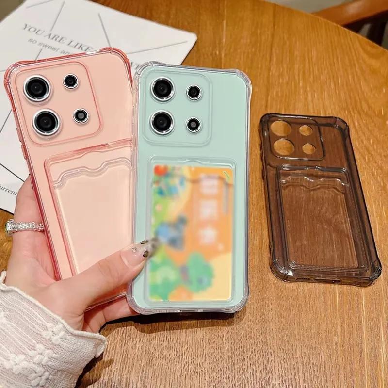 Luxuriöse transparente Kartenfach-Handyhülle für XiaoMi Redmi 13C 14C 15C 4G Note 12 13 14 15 Pro Plus 5G, durchsichtige Wallet-Rückabdeckung – Detail 2