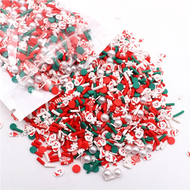 50g Mixed Christmas Snowman Santa Polymer Clay Slices Sprinkles DIY Xmas Cards Accessories Slime Filling Nail Art Decorations