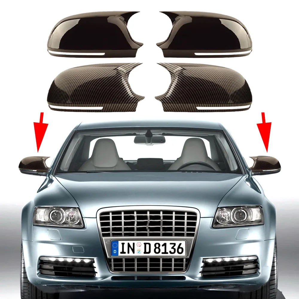 OX Horn Styling Car Mirror Cover Car Rearview Mirror Caps For Audi A6 S6 C6 S-line Allroad Avant 2008 2009 2010 2011 Accessories