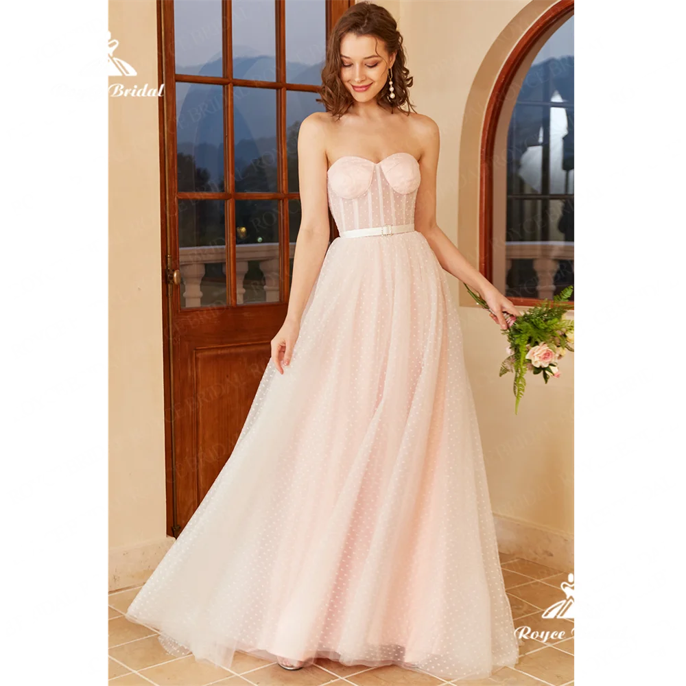 Roycebridal-vestido de novia de línea A sin tirantes, traje de Novia de encaje con cola de corte, abiti da cerimonia brautkleidفتاازفп п