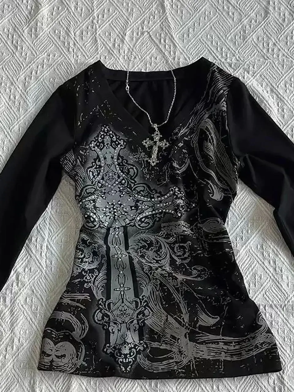 Y2K femmes Hip hop 90s Vintage Punk T-Shirt automne Streetwear Sexy à manches courtes gothique mince haut court Hotgirl décontracté Femme T-Shirt