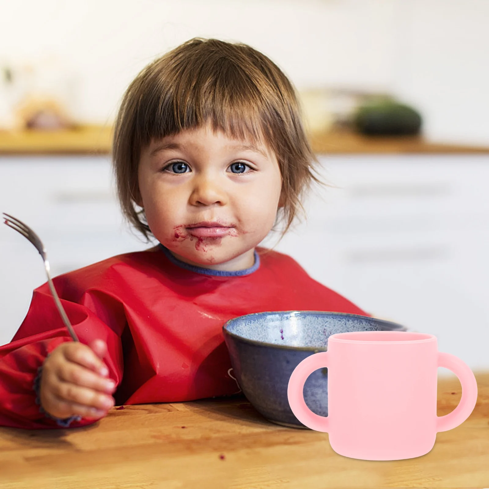 

Silicone Binaural Training For Toddlers Baby Drinking Cup With Handles Lightweight Food Grade Learning Cup For Infants