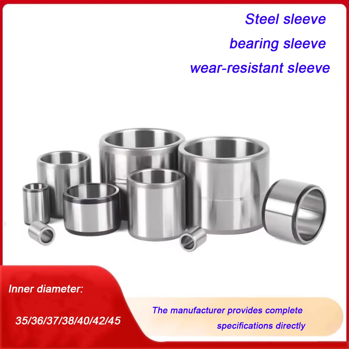 

Bearing Steel Sleeve /Wear-resistant Axle Bushing Guide Sleeve Steel Ring SpacerID 35/36/ 37/38/40/ 42/45mm