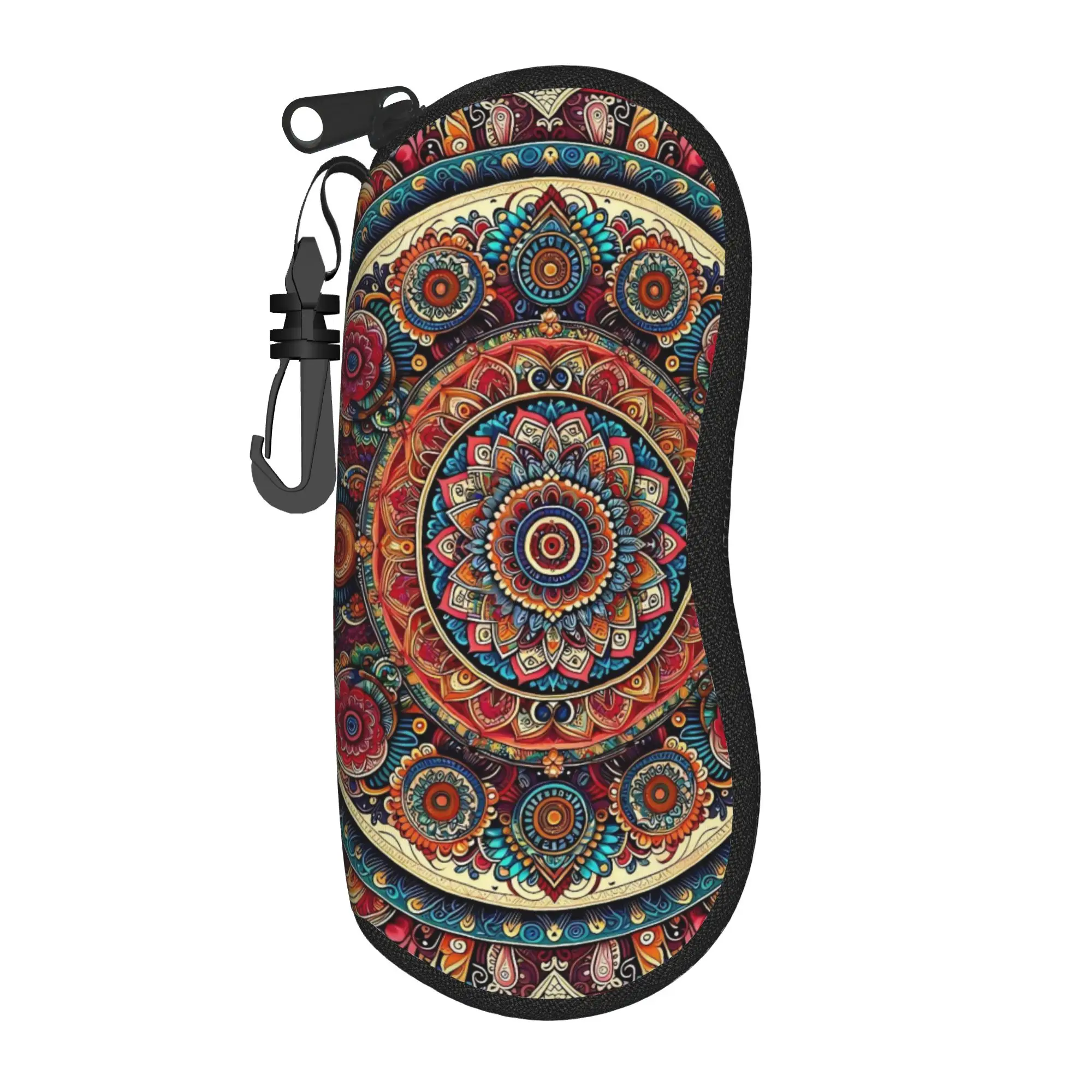 Retro Bohemian Woven Pattern  Glasses Case  Zipper Sunglasses Case Retro Convenient Eyeglass Protector Unisex Eyewear Storage