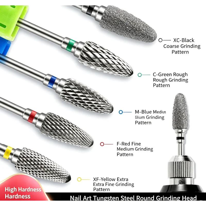 Electric Manicure Drill Tungsten Carbid Nail Drill Bits Accessory Milling Cutters for Nail Gel Polish Remover Nail Tools Efiles