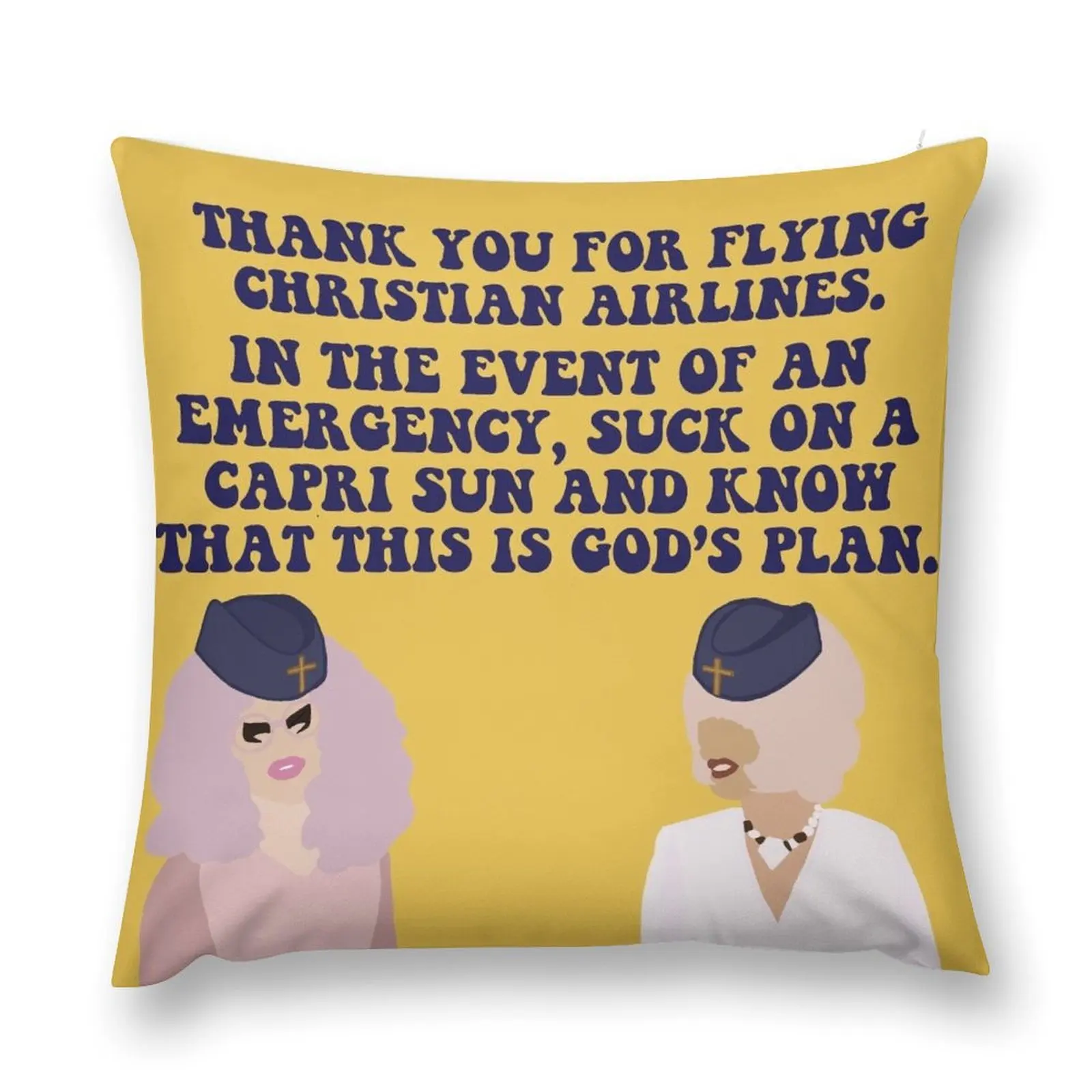 Trixie and Katya Christian Airlines Throw Pillow Decorative Cushion Room decorating items Custom Cushion pillow