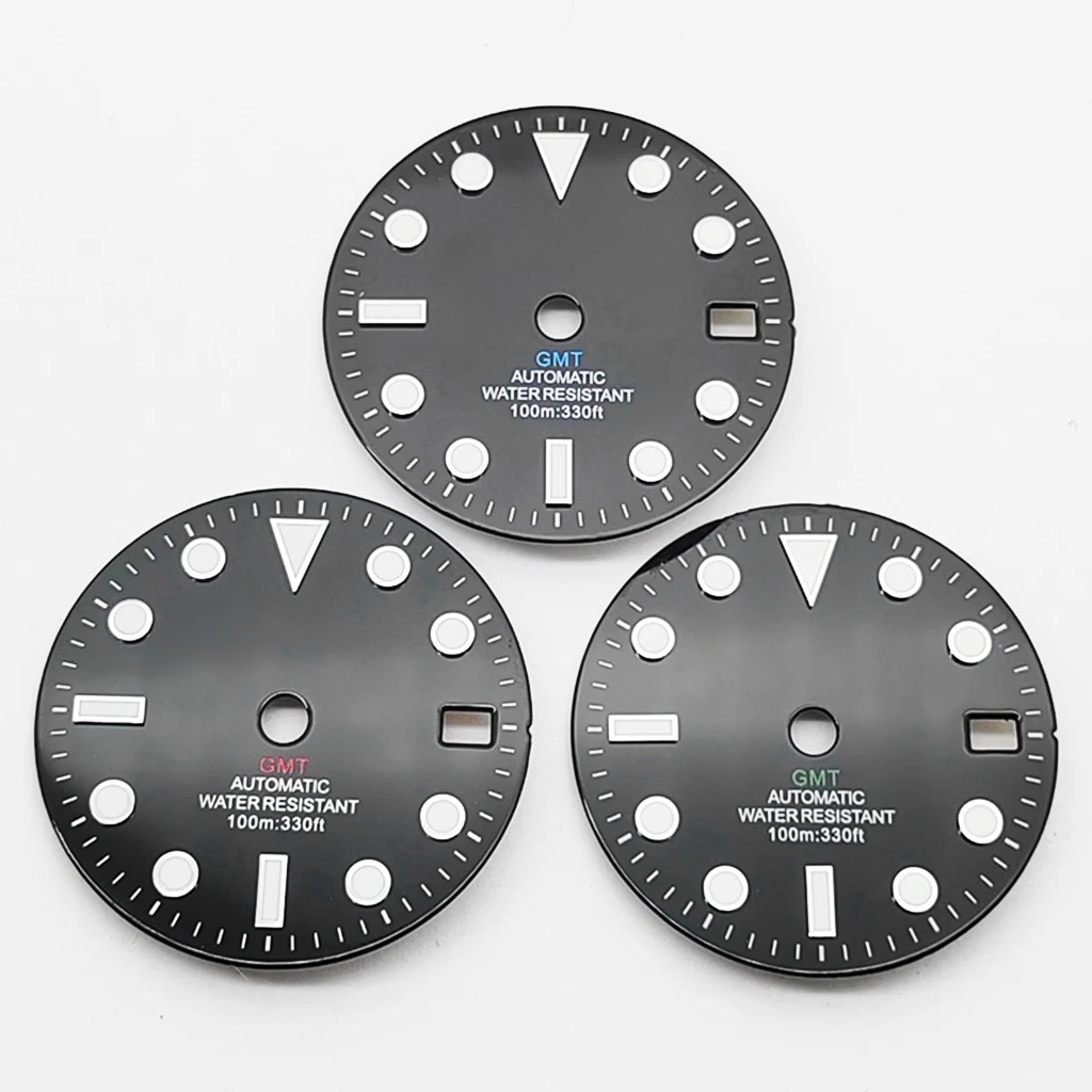 28.5mm NH34 Watch Dial With Watch Hands Luminous Fit NH34 NH35 Black Watch Faces Watches Automatic Movement Replacement