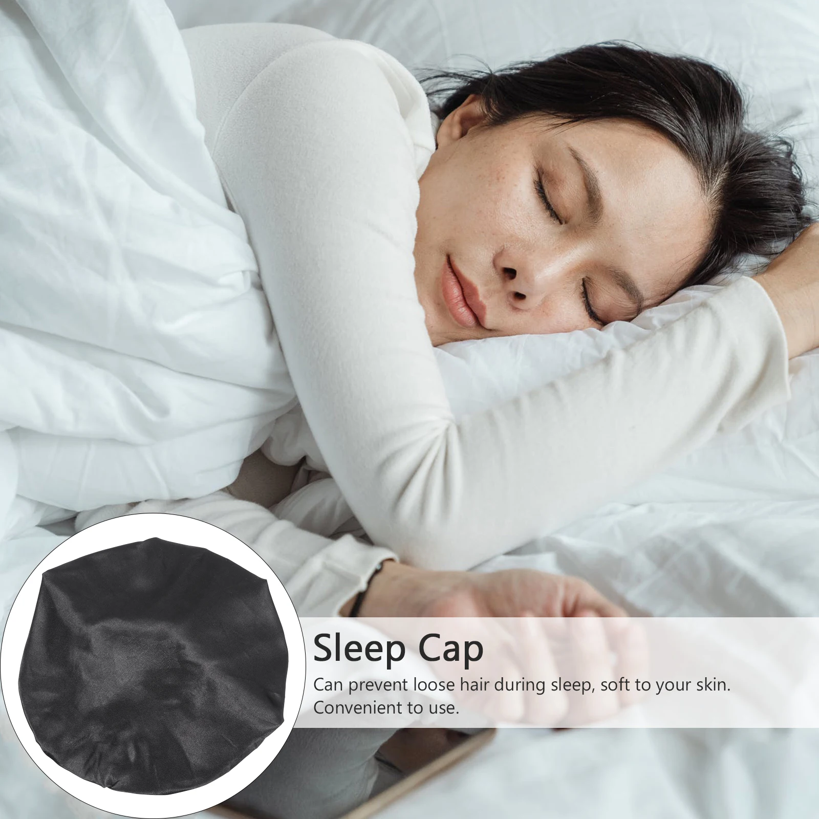 

1pc High Elastic Sleep Bonnet Women Night Hair Cap Head Wrap Wide Side Sleeping Hat Headcover For Hair Care Curly
