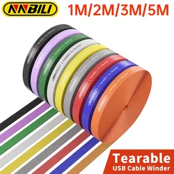 NNBILI 1/5M Cable Organizer Cable Management Wire Winder Tape Earphone Cord Management Ties Protector For iPhone Xiaomi Samsung