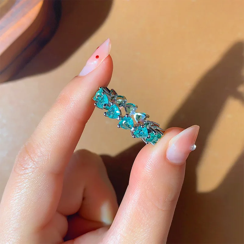 CC Small Green Heart Rings for Women 5mm Cubic Zircon Stone Fine Jewelry Fashion Party Accessories Romantic Gift CC3272
