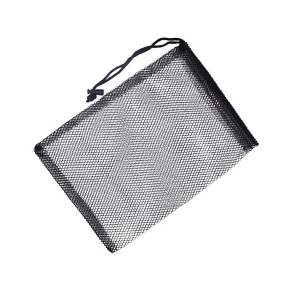 

4Pcs Mesh Bags Durable Drawstring Pouch Tennis Ball Carrying Holder Lightweight Storage Nylon Black Mesh Balls Bags
