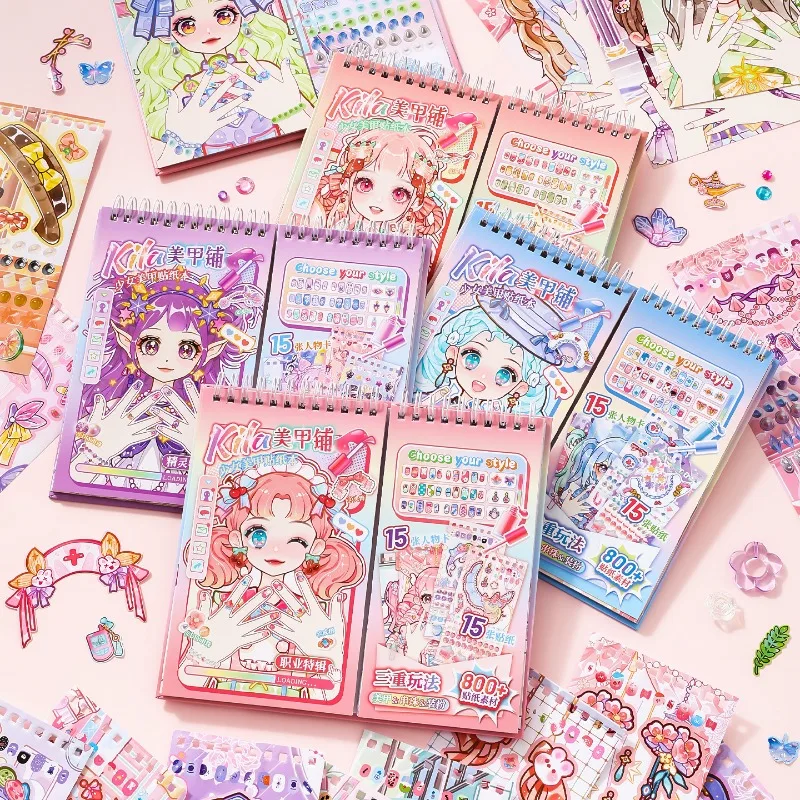 Nail Art Shop Paper Book Creative Girl Nail Art Handmade DIY Material Sticker Book Scene Makeup Book Journal Stickers Stickers