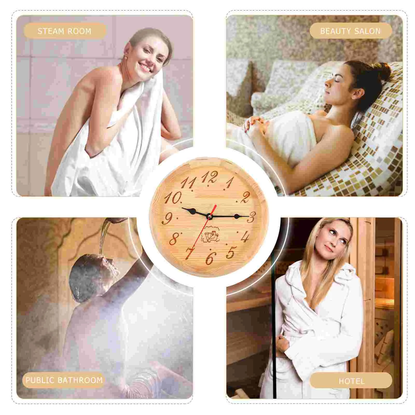 High Temperature Resistance Sauna Wooden Clock Decor Digital Wall Hourglass Decorative Timer