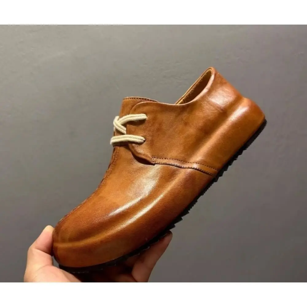 

Handcrafted Tan Leather Classic Derby Shoes – Superior Craftsmanship, Timeless Appeal