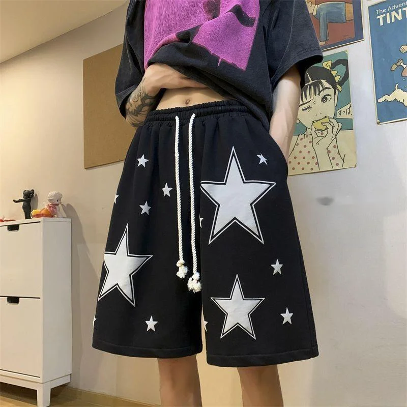 ใหม่Y2k Starกีฬากางเกงขาสั้นสําหรับสตรีและผู้ชายแฟชั่นฤดูร้อนSweatpants Casual High Streetขนาดใหญ่กางเกงบาสเกตบอลStreetwear