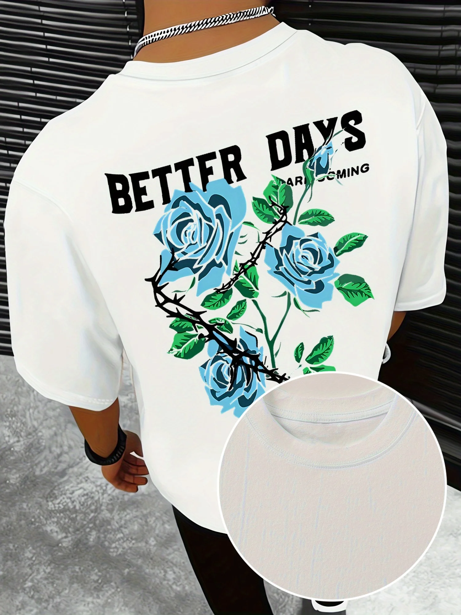 

Men's 100% Cotton Floral Graphic Print T-shirt, Casual Short Sleeve Crew Neck Tee, Men's Clothing For Summer Outdoor