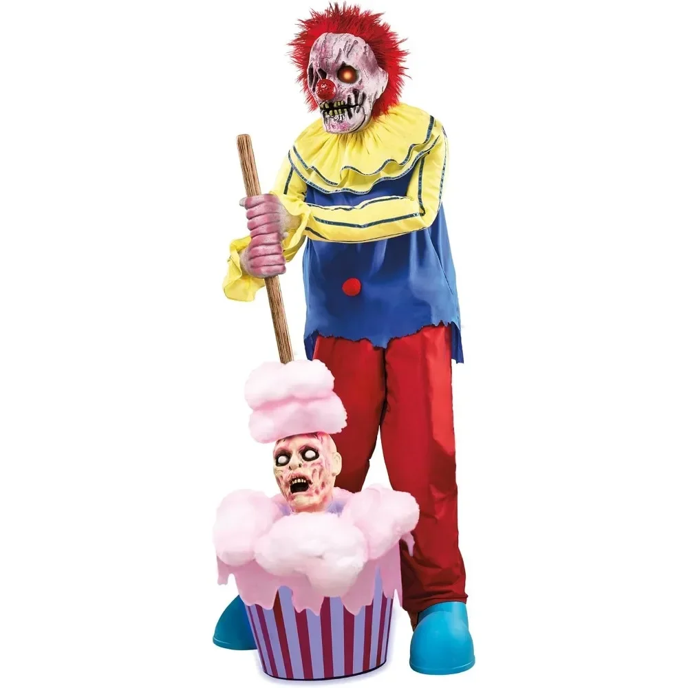 Halloween 6.2 Ft. Marshmallow Dan Animatronic, Animated Halloween Decoration Features Heads That Pop Out of A Marshmallow Bucket