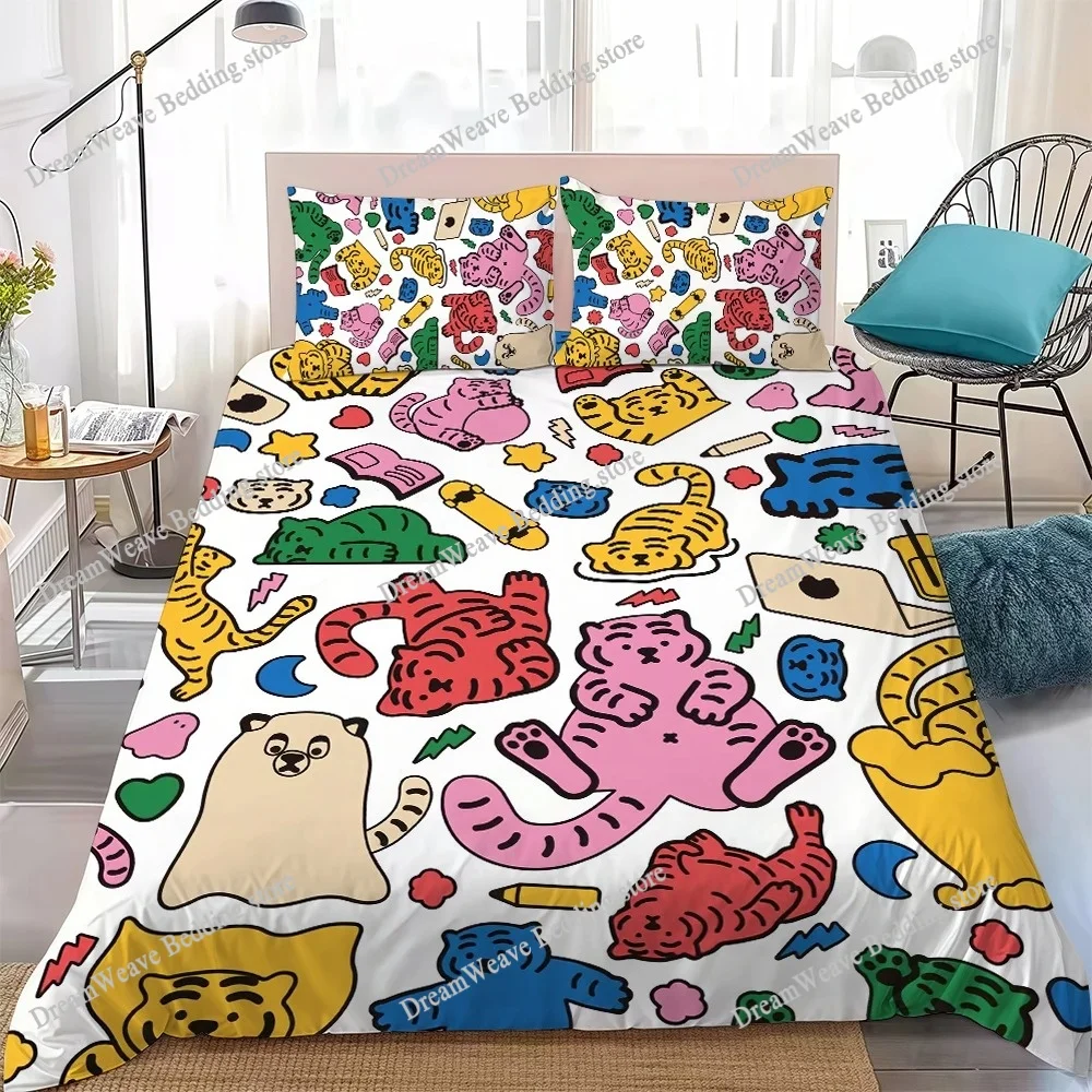 Fashion Art M-Muzik T-Tiger Duvet Cover Set Home Style Bedding Soft Laundry Cotton Bed Student Dormitory Gift