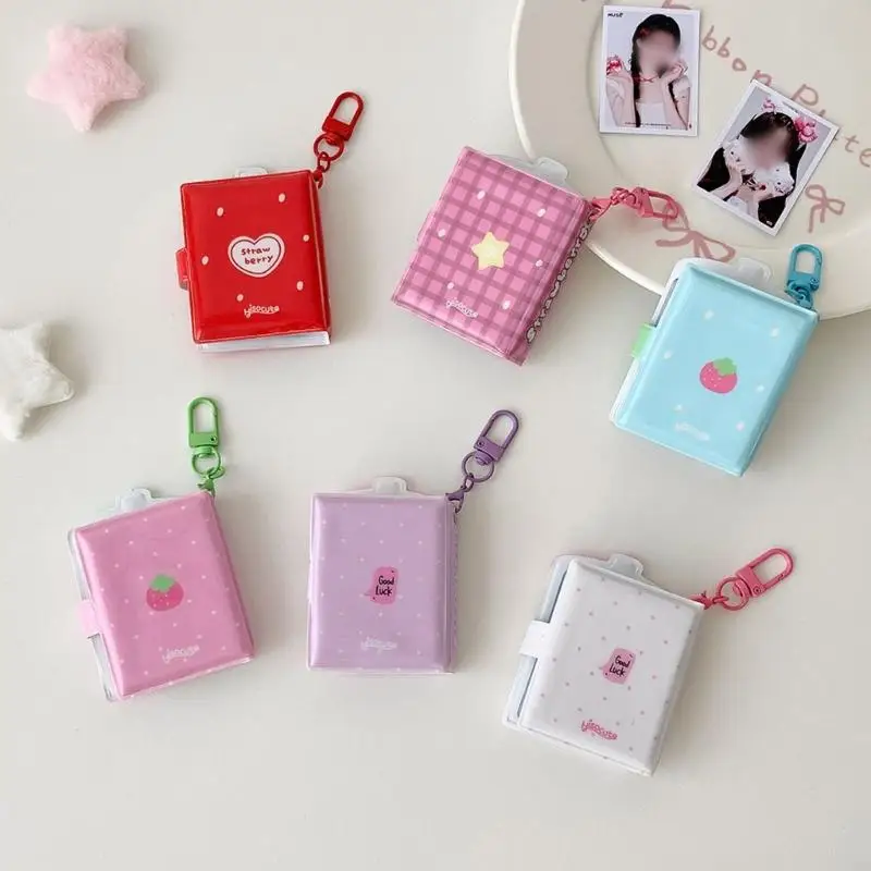  Photocard Binder Album Mini Photo Album Photocard Binder Mini Photo Card Books Holder with Keychian 32 Pocket for Womens