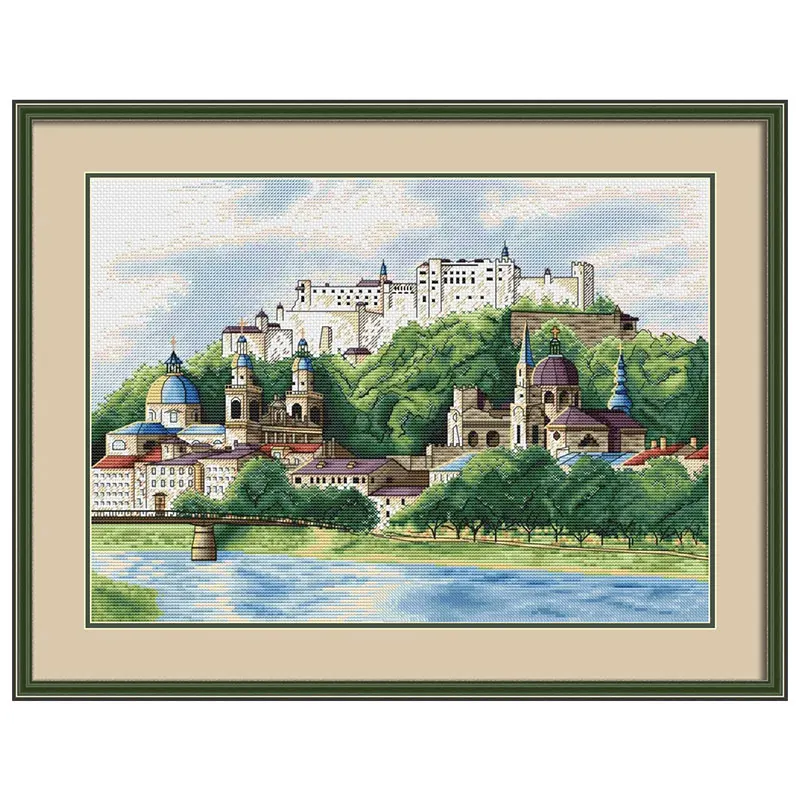 Fishxx Cross Stitch Kit Precision Print C1637 Lakeside Salzburg