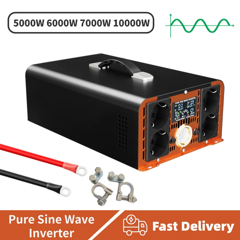 HOULI inverter 12v to 220v pure sine dc 24v 48v to ac 230v voltage converter 5000W 6000W 7000W 10000W transformer for home/car