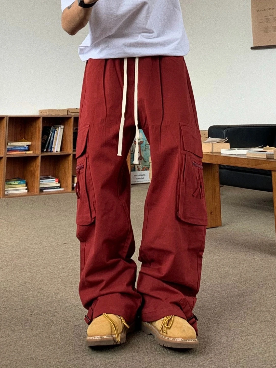 

Мужские широкие прямые брюки-карго в американском уличном стиле, летние свободные повседневные брюки для танцев в стиле хип-хоп, дизайн унисекс