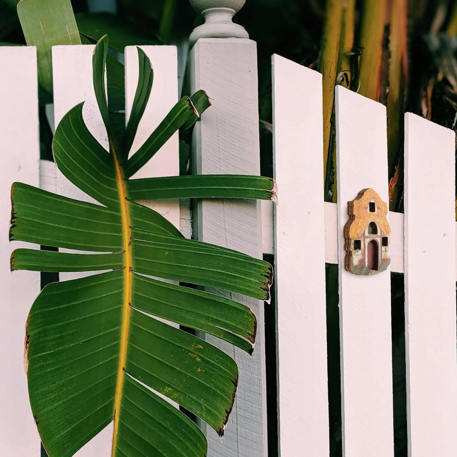 Wooden Fairy Door Garden Decor Miniature Tree Hanging Ornament for Yard Lawn Outdoor Landscaping Natural Wood