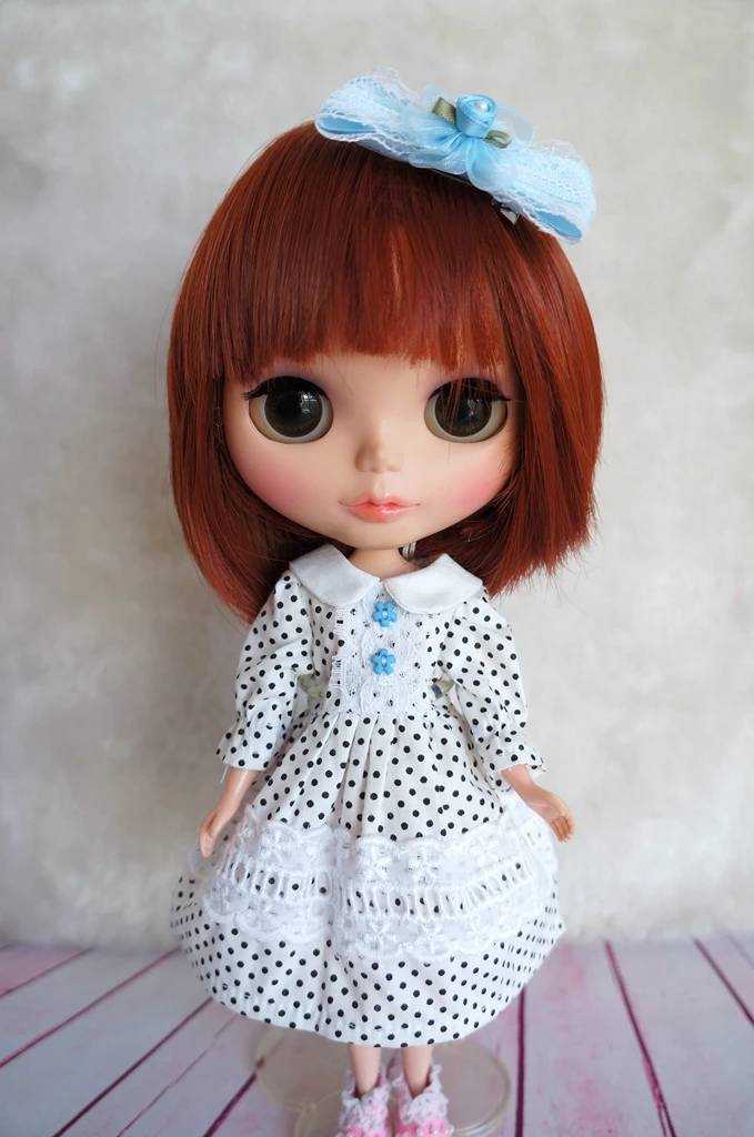 

Кукла [wamami] 92 # для 12 "Blyth Azone OB24 Licca Pullip Lati ICY jerfish 1/6, костюм в белый/черный горошек, платье, одежда, костюм