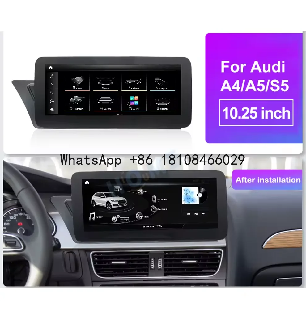 

10.25" 8+256G Qualcomm Android 13 System apple Carplay for AUDI A4 A5 B8 2009-2016 Intelligent GPS Navigation Multimedia 4g Wifi