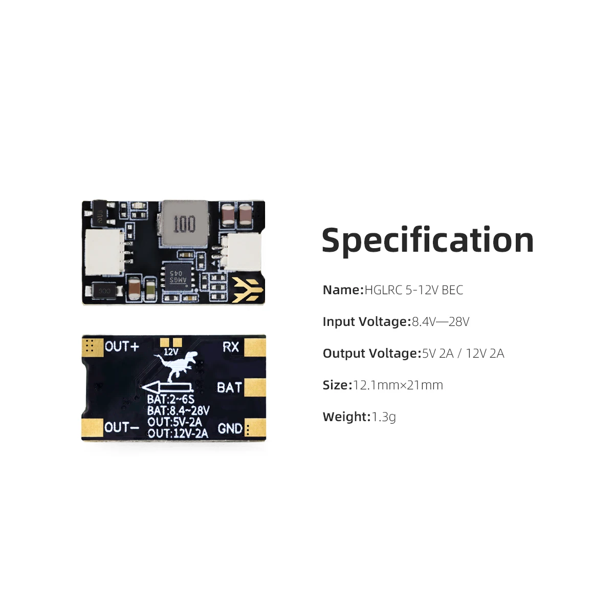HGLRC BEC Step-down Module Dual Voltage Mode Switchable 5V-12V Adjustable BEC Power Supply Module For FPV Racing Drone RC
